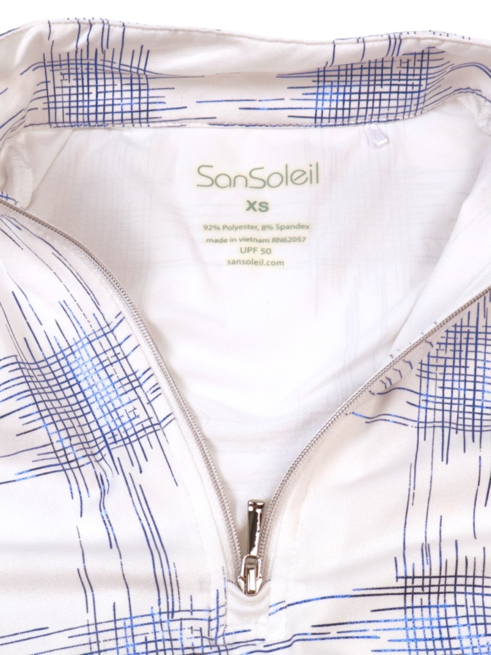 SanSoleil UPF 50 Pullover XS Blue Plaid 1/4 Zip Performance Golf Tennis Top - Picture 6 of 9